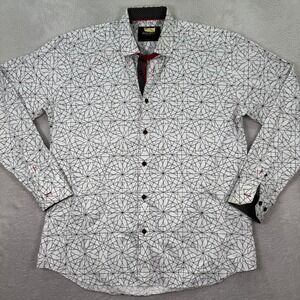 Maczoo Mens Size 5/XL Geometric Print Button Down Long Sleeve Shirt Preppy EUC